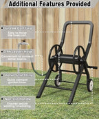Artigarden Garden Hose Reel Cart with Wheels, Outdoor Water Hose Cart Black - Image 6
