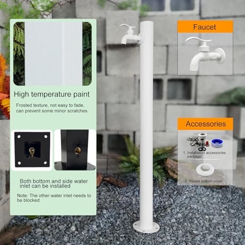 Outdoor Stainless Steel Garden Water Faucet Stand, Decorative Hose Holder & Fountain Dispenser, Ideal for Irrigation & Washing (90x12.5CM) - Image 4