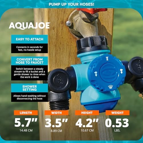 Aqua Joe SJI-MFGA2 Multi-Function Outdoor Faucet and Dual Garden Hose Tap Connecter - Image 4