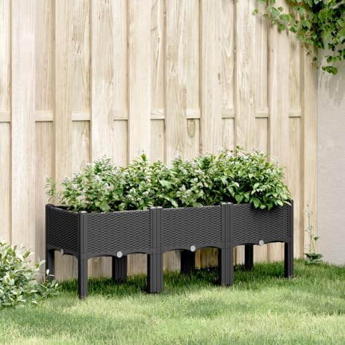 Black Elevated Garden Planter Box with Legs 47.2 x 15.7 x 16.5 - Image 2