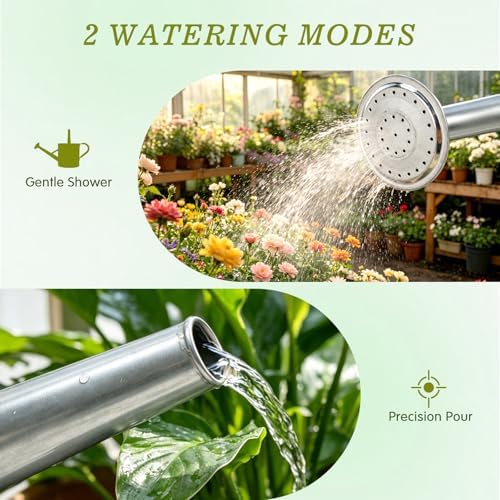 Galvanized Steel Watering Can for Outdoor&Indoor Plants，1 Gallon - Image 4