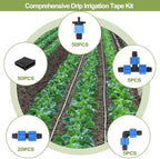 3280 ft 5/8" Drip Irrigation Tape Kit 8 mil Emitter Spacing 6" Flat Drip Tape with 140 PCS Drip Tape Connectors Automatic Irrigation Equipment for Garden Irrigation Emitter Flow:0.79 GPH - Image 4