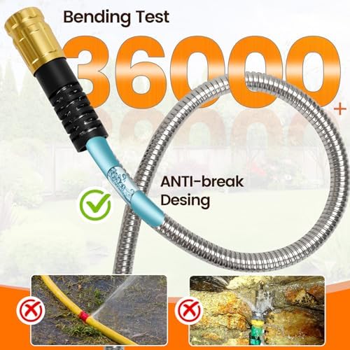 Metal Garden Hose 150FT Heavy Duty Lightweight 304 with Brass Nozzle,Durable Fittings,No Kink & Tangle,Puncture Resistant,Easy to Use & Store for RV,Outdoor, Yard,Ligh (150ft) - Image 5