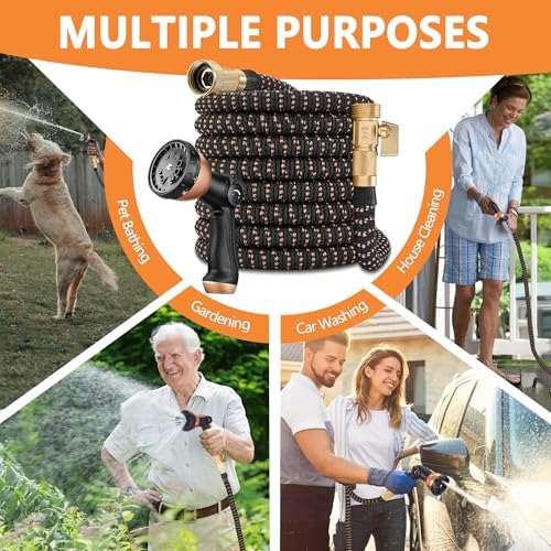 200 ft Garden Hose - Expandable Garden Hose with 10 Function Spray Nozzle - Kink-Free, Lightweight, Durable, Flexible, 2026 New Retractable Water Hoses for Yard, Lawn, Gardening(Black Rose gold) - Image 7