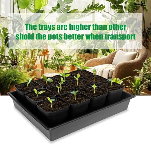 RooTrimmer 3.5 inch (9CM) Square Nursery Pots 60pcs, Sturdy Seedlings Trays 5 Pcs, Seeds Starter Germination Tray, Microgreenings Planter Nursery Propagation 5 Sets - Image 5