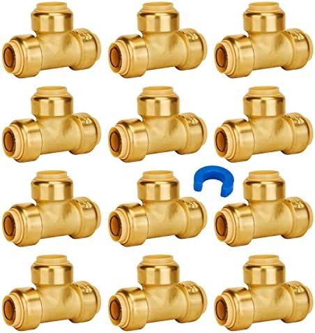 SUNGATOR 12-Pack 3/4 Inch Tee, Push-to-Connect Plumbing Fittings, Brass by SUNGATOR