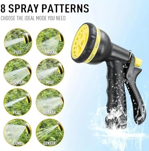 Garden Hose 50ft Triple TPE (Lightweight Kink-Free) 8-Function Nozzle | Ideal for Lawn, Car Wash & Camping - Image 5
