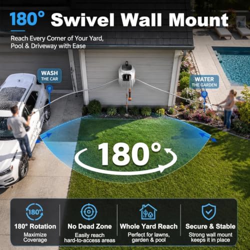 Heavy Duty Wall Mounted Hose Reel for Outdoor Watering - Image 4