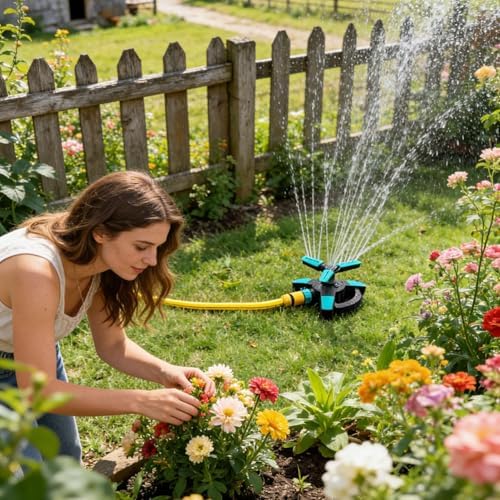 360° Rotating Garden Sprinkler with Adjustable Spray Patterns, High-Efficiency Lawn Irrigation System with Pluggable Base and High-Pressure Nozzles (Blue-2 pcs) - Image 4