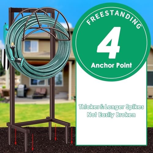 TomCare Garden Hose Holder, 4 Spikes Hose Stand for 160FT Outdoor Hose - Image 4
