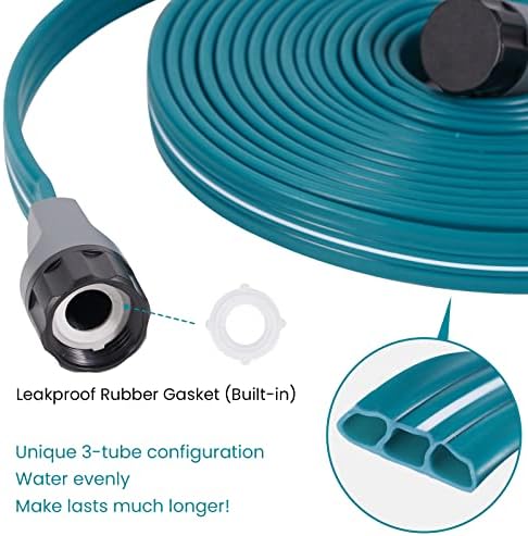 LINEX Sprinkler Soaker Hose 25ft x 2, Garden Lawn Watering Hose with Stakes - Image 6