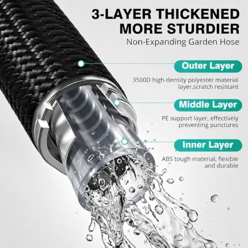 Lightweight Garden Hose, 75ft Non Expandable Water Hose - Image 2