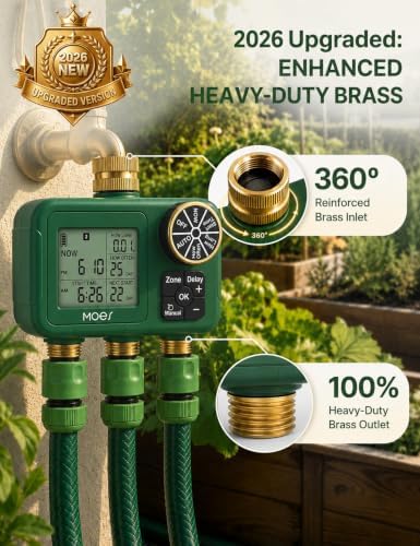 MOES 3-Zone Water Timer for Garden Lawn Hose, Brass 3/4 Inlet & Outlets - Image 2