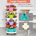 VECELO 7 Tier Vertical Garden Planter, Self Watering Stackable Planters with Wheels for Strawberries, Herbs, Flowers, Vegetables, Multicolor - Image 4