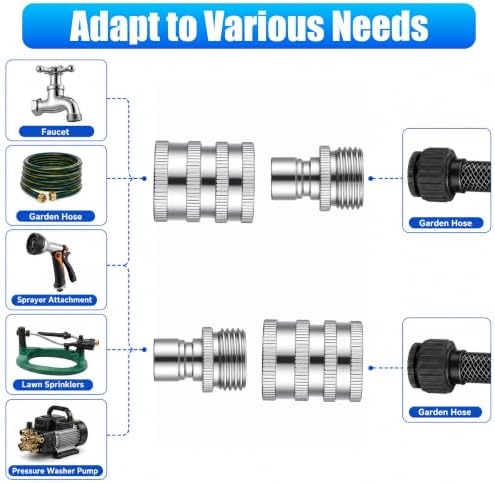 3/4 Inch Stainless Steel Garden Hose Quick Connect Fittings, 5 Pack - Image 6