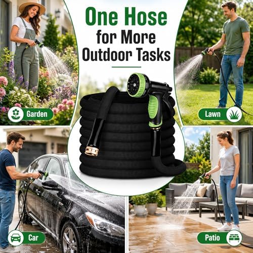 Garden Hose 50FT, NON-EXPANDABLE Flexible Water Hose, Lightweight, Kink-Free, High-pressure Hose Male to Female Fittings for Watering Plants, Washing Cars, Cleaning Patios and Bathing Pets. - Image 7