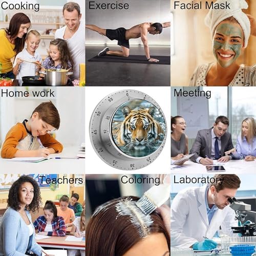 Tiger Swims in The Water Kitchen Timers for Cooking Chef Cooking Timer Clock 60-Minute Visual Timers Indoor Mechanical Accurate Countdown Timer No Batteries Required - Magnetic Backing - Image 5