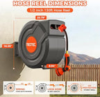 Upgraded Retractable Garden Hose Reel 1/2" x 130 ft 9 Pattern Nozzle Any Length Lock Wall-Mounted Automatic Slow Return 180° Swivel UV Resistant Heavy Duty Hose Reels for Outside - Image 3