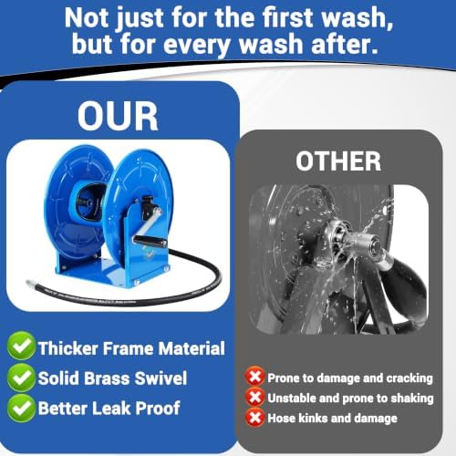PWACCS Manual Pressure Washer Reel 150FTx3/8", 300FTx1/4" Power Hose Reel - Image 2