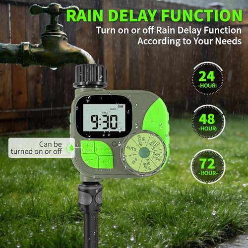 Sprinkler Timer for Garden Hose - Irrigation Timer for Outdoor Faucet, Automatic Programmable Watering Irrigation with Rain Delay/Manual Mode, Watering System Drip Irrigation for Yard Lawn Pool - Image 4