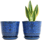 Gepege Ceramic Plant Pots, 6 Inch Indoor Planters with Drainage & Saucers by Gepege