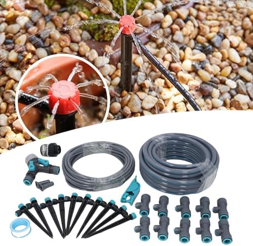 ZJchao Drip Irrigation Sprinkler System with 32.8ft Tubing and Adjustable Nozzle Emitters for Garden Lawn Greenhouse Patio - Image 4
