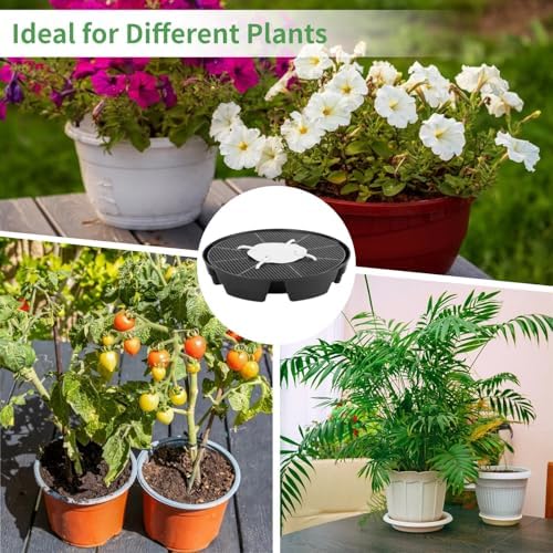Homaisson 4 Pcs Self-Watering Plant Saucers, Indoor Auto Watering Fabric Pot Bases, Round Plastic Drip Trays for Plant Growth Bags, Provide Stable Support and Prevent Leakage - Image 5
