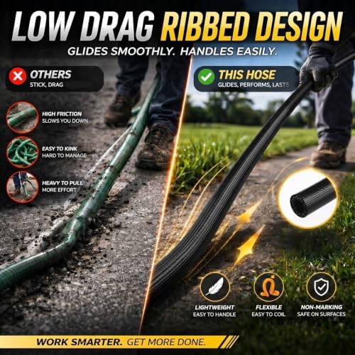 Garden Rubber Hose 3/8"ID x 50ft PVC Spray Reinforced Hose, Black, 600 Psi - Image 4