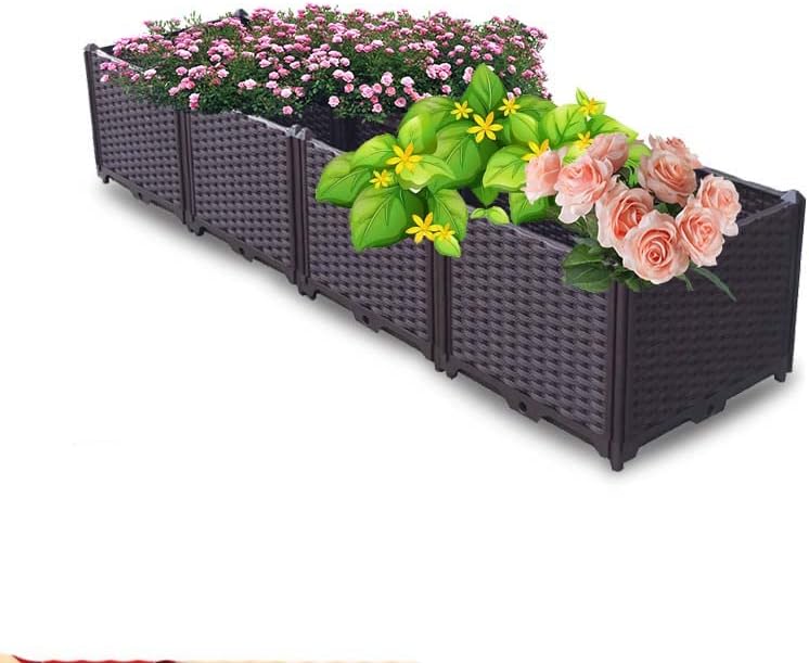 YSUEFIJO Planter Box Outdoor Raised, Raised Garden Bed for Vegetables, Garden Bed Kit Plastic, with Drainage Holes, for Flowers, Herbs, Fruits by WELCOMETOYSUEFIJO