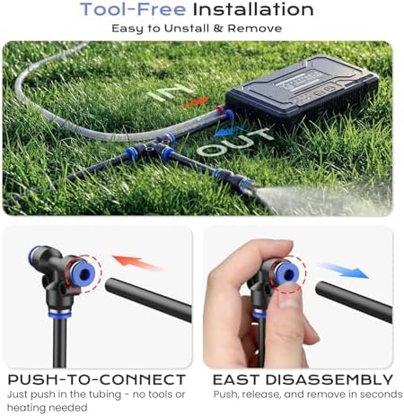 Portable Misting System with with 10000mAh Water Pump, 4 Gallon Large Bucket & 33FT PU Hose - Outdoor Water Misters for Outside Patio Cooling, Backyard, Canopy, Umbrella, Sports, Greenhouse, Camping - Image 5