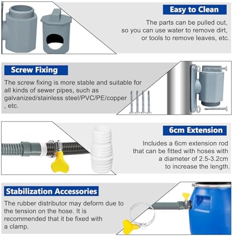 Rain Barrel Diverter Kit, Rainwater Collection System with Adjustable Valve and Hose, Rain Water Diverter for Downspout, Downspout Diverter Fits for Standard Downspouts - Image 3
