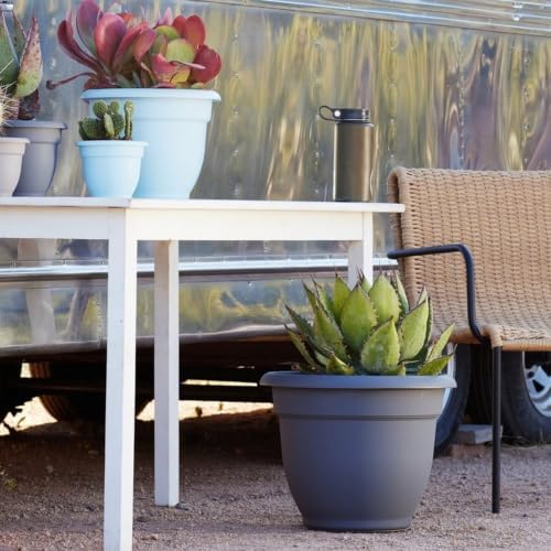 Bloem Ariana 20" Plastic Self-Watering Planter, Charcoal, 2-Pack - Image 2