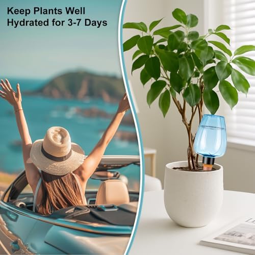 8 Pcs Plant Watering Globes Self Watering Planter Insert Plants Top Fill Water Device Plastic Water Bulbs Slow Release Terracotta for Plants, Blue - Image 4
