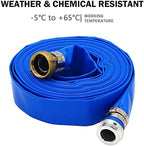 DAVCO 2" ID × 25 ft Pool Backwash Hose, Heavy Duty Reinforced Blue PVC Lay Flat Water Discharge Pump Hoses For Swimming Drain Pools and Clean Filters, With Aluminum Pin Lug Fittings - Image 6