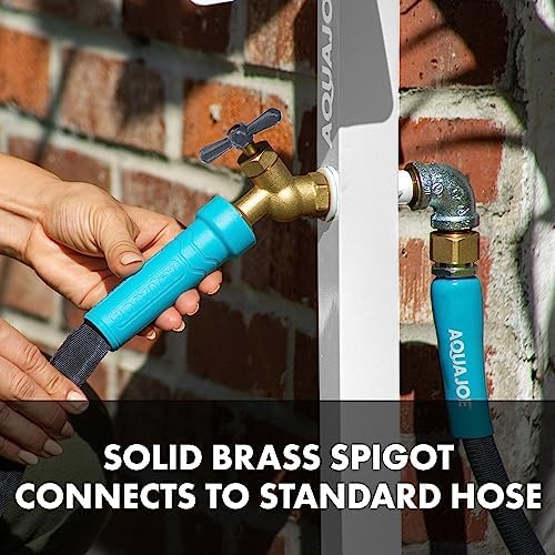 Aqua Joe SJ-SHSBB-WHT Steel Garden Hose Stand with Solid Brass Faucet and Quick Install Anchor Base, White - Image 5