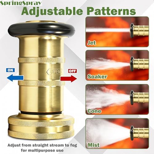 2 Inch Fire Hose Nozzle Brass NPSH/NPT Nozzles 108GPM 100PSI - Image 3
