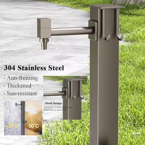Floor Mounted Faucet Outdoor Water Pipe Vertical Fountain Irrigation Column,Freestanding Outdoor Faucet Column - Garden Hose Holder with Floor Mount Water Tap Fountain, Ideal for Patio & Yar - Image 4
