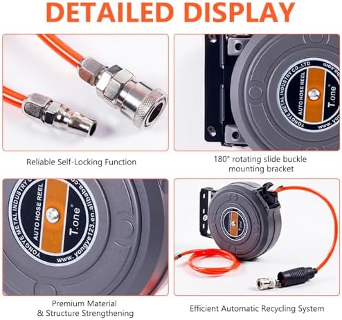 6mm Automatic Retractable Hose Reel Car Wash Garden Irrigation Water Tube Holder Wall Mount High Pressure Waterpipes Roller Drum - Image 4