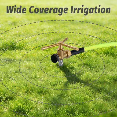 Atlantic 3-Head Solid Brass Sprinkler – Heavy Duty Stainless Steel Spike with 6-Outlet Efficient Irrigation for Lawn, Garden & Farm | Water-Saving Design with Male/Female Hose Connections (2) - Image 7