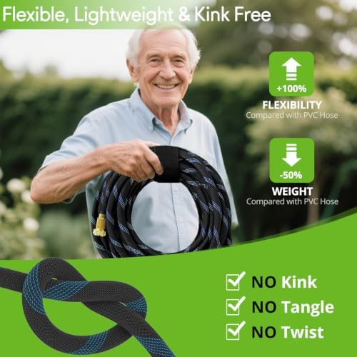 Flexible Garden Hose 150 ft with 10 Function Nozzle, 2026 Kink Free Lightweight Water Hose 150ft, Solid Metal Fittings, High Density Outer Fabric, Enhanced Inner Core for Outdoor Watering, Car Washing - Image 3