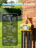 meross 4 Zone Sprinkler Timer with Brass Inlet, Water Timer for Garden Hose, Hose Valve for Watering with Rain Dealy & Manual Watering for Outdoor Drip Irrigation, Lawn, Yard - Image 3