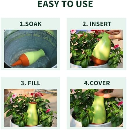 Soilagua 16 oz Drip Irrigation Stakes, Large Plant Watering Globes, Olla Pots Plant Watering Devices, Self Watering Planter Insert, Watering Spikes for Outdoor Indoor Everyday Vacation Use, 4-Pack - Image 4