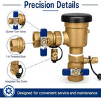 1" Pressure Vacuum Breaker Assembly – Bronze Body, Dual Shutoff Valves, Protective Top Cap, 1 in FNPT, Integrated Test Cocks – Durable Backflow Preventer for Irrigation & Lawn Systems - Image 5