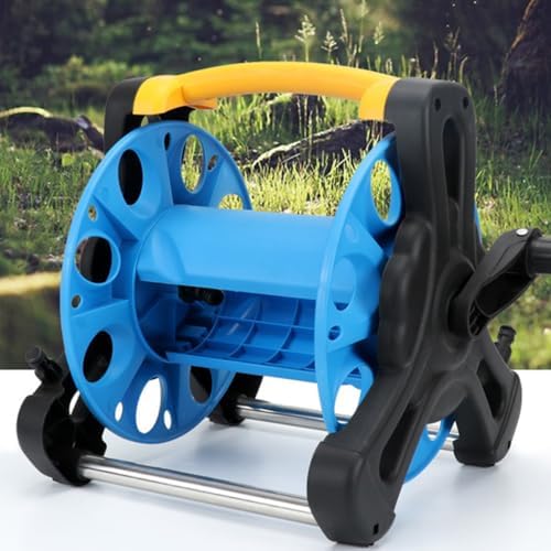 Freestanding Hose Reel Holder for Garden and Garage Storage, Blue - Image 7