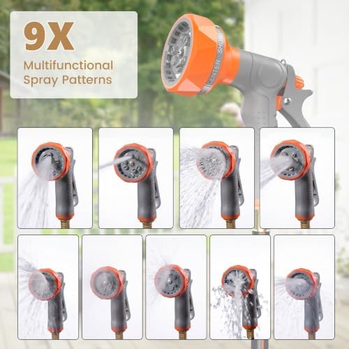 Auto Rewind Retractable Hose Reel, Wall Mounted with 180° Swivel, Multi-Function Spray Nozzle for Outdoor Watering - Image 5