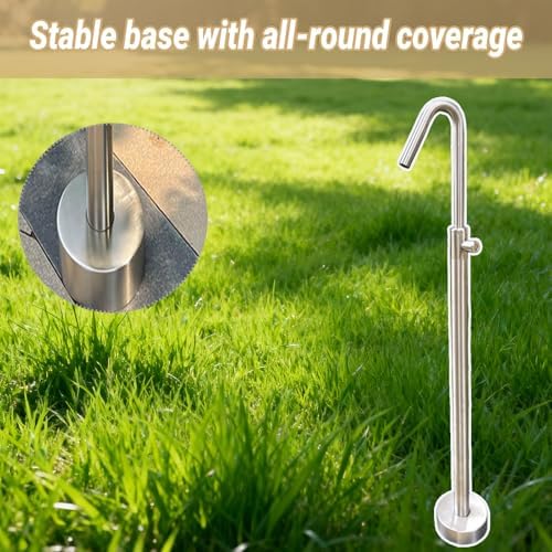 304 Stainless Steel Freestanding Vertical Garden Water Column Hose Stand with Double Faucet for Irrigation and Car Wash - Image 4