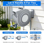 Retractable Garden Hose Reel, 1/2 in x 65 ft Wall Mounted Hose Reel - Image 3