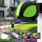 Retractable Garden Hose Reel 100 FT, 1/2 in 348 PSI High-Pressure Hybrid Hose, 36,000+ Auto Rewind Cycles, Any Length Lock, 15-Pattern Dual Nozzle, Wall Mount 180° Swivel - Image 2