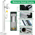 Stainless Steel 60/95cm Water Dispenser Column, Round with Water Tap and Hose Connector Free-Standing Garden Tap Outdoor Spigot, Vertical Water Hydrant(White,60cm/23.6in,Style 2) - Image 3