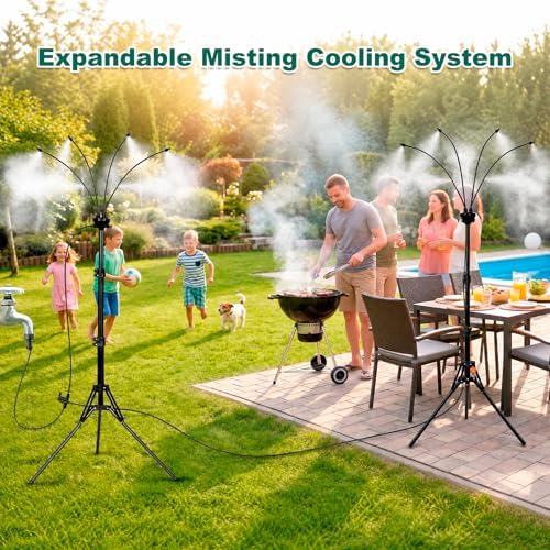 Standing Misters for Outside Patio, 2.6-3.6 ft Height-Adjustable Misting System for Cooling, Portable Water Mister for Garden Yard BBQ Party, Includes Hose Splitter & Sand Bag - Image 4